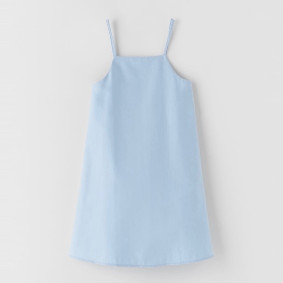 Zara Other - Zara Girls Light Blue Minimalistic Pastel Spaghetti Strap Dress NEW